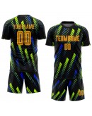 Best Pro Custom Black Gold-Neon Green Sublimation Soccer Uniform Jersey