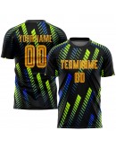 Best Pro Custom Black Gold-Neon Green Sublimation Soccer Uniform Jersey