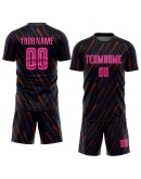Best Pro Custom Black Pink-Orange Sublimation Soccer Uniform Jersey