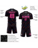 Best Pro Custom Black Pink-Orange Sublimation Soccer Uniform Jersey