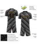 Best Pro Custom Black Black-Old Gold Sublimation Soccer Uniform Jersey