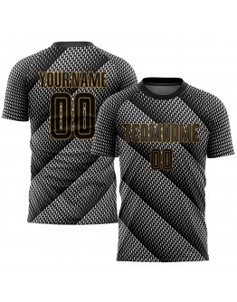 Best Pro Custom Black Black-Old Gold Sublimation Soccer Uniform Jersey