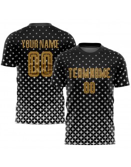 Best Pro Custom Black Old Gold-White Sublimation Soccer Uniform Jersey