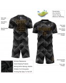 Best Pro Custom Black Black-Old Gold Sublimation Soccer Uniform Jersey