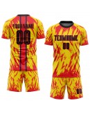 Best Pro Custom Gold Black-Red Sublimation Soccer Uniform Jersey