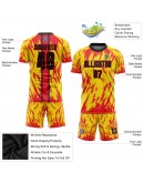 Best Pro Custom Gold Black-Red Sublimation Soccer Uniform Jersey