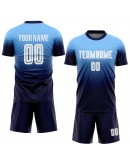 Best Pro Custom Light Blue White-Navy Sublimation Fade Fashion Soccer Uniform Jersey