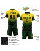 Best Pro Custom Gold Green Sublimation Fade Fashion Soccer Uniform Jersey