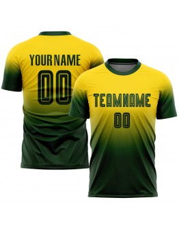 Best Pro Custom Gold Green Sublimation Fade Fashion Soccer Uniform Jersey