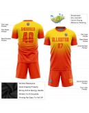 Best Pro Custom Gold Orange Sublimation Fade Fashion Soccer Uniform Jersey