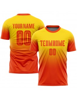 Best Pro Custom Gold Orange Sublimation Fade Fashion Soccer Uniform Jersey