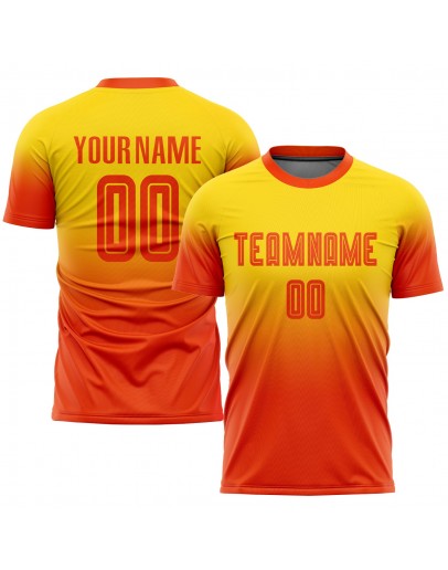 Best Pro Custom Gold Orange Sublimation Fade Fashion Soccer Uniform Jersey