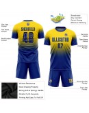 Best Pro Custom Gold Royal Sublimation Fade Fashion Soccer Uniform Jersey