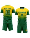 Best Pro Custom Gold Kelly Green Sublimation Fade Fashion Soccer Uniform Jersey