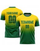 Best Pro Custom Gold Kelly Green Sublimation Fade Fashion Soccer Uniform Jersey