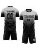 Best Pro Custom Gray Black Sublimation Fade Fashion Soccer Uniform Jersey
