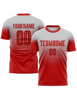 Best Pro Custom Gray Red Sublimation Fade Fashion Soccer Uniform Jersey