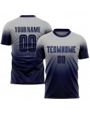 Best Pro Custom Gray Navy Sublimation Fade Fashion Soccer Uniform Jersey