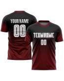 Best Pro Custom Black White-Crimson Sublimation Fade Fashion Soccer Uniform Jersey