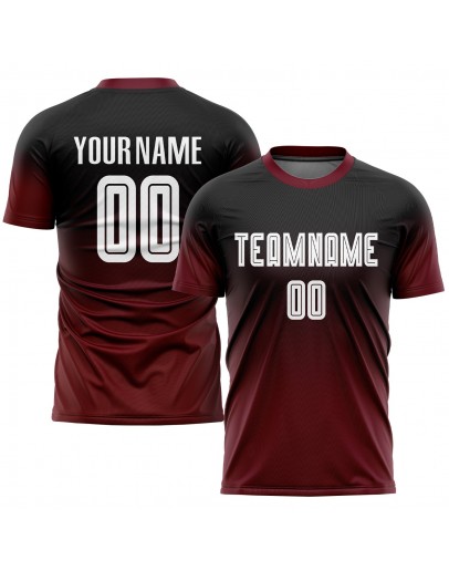 Best Pro Custom Black White-Crimson Sublimation Fade Fashion Soccer Uniform Jersey