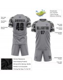 Best Pro Custom Gray Black-Camo Sublimation Soccer Uniform Jersey