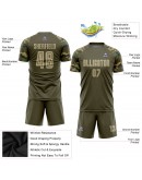 Best Pro Custom Olive Vegas Gold-Camo Sublimation Salute To Service Soccer Uniform Jersey