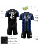 Best Pro Custom Black White-Royal Sublimation Soccer Uniform Jersey