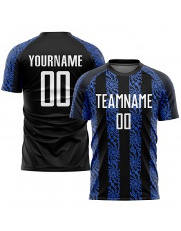 Best Pro Custom Black White-Royal Sublimation Soccer Uniform Jersey