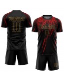 Best Pro Custom Black Old Gold-Red Sublimation Soccer Uniform Jersey