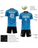Best Pro Custom Light Blue White-Black Sublimation Soccer Uniform Jersey