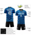 Best Pro Custom Light Blue White-Black Sublimation Soccer Uniform Jersey