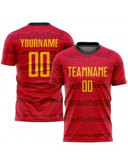 Best Pro Custom Red Gold-Black Sublimation Soccer Uniform Jersey