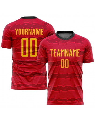 Best Pro Custom Red Gold-Black Sublimation Soccer Uniform Jersey
