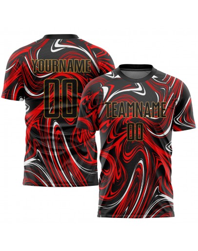 Best Pro Custom Figure Black-Old Gold Sublimation Soccer Uniform Jersey