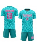 Best Pro Custom Aqua Pink-White Sublimation Soccer Uniform Jersey