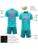 Best Pro Custom Aqua Pink-White Sublimation Soccer Uniform Jersey