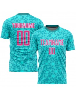Best Pro Custom Aqua Pink-White Sublimation Soccer Uniform Jersey