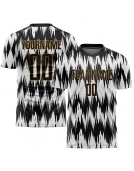 Best Pro Custom White Black-Old Gold Sublimation Soccer Uniform Jersey