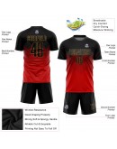 Best Pro Custom Red Black-Old Gold Sublimation Soccer Uniform Jersey