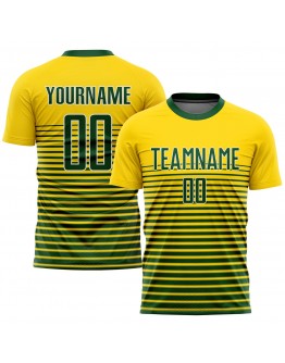 Best Pro Custom Gold Green-White Sublimation Soccer Uniform Jersey