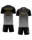 Best Pro Custom Black Black-Old Gold Sublimation Soccer Uniform Jersey