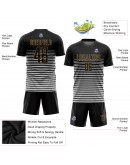 Best Pro Custom Black Black-Old Gold Sublimation Soccer Uniform Jersey