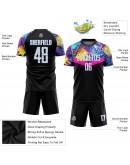 Best Pro Custom Black White-Light Blue Sublimation Soccer Uniform Jersey