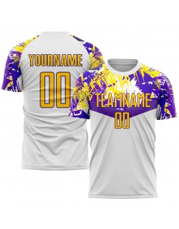 Best Pro Custom White Gold-Purple Sublimation Soccer Uniform Jersey