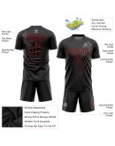 Best Pro Custom Black Black-Red Sublimation Soccer Uniform Jersey