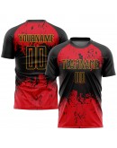 Best Pro Custom Black Black-Red Sublimation Soccer Uniform Jersey