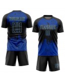 Best Pro Custom Black Black-Royal Sublimation Soccer Uniform Jersey