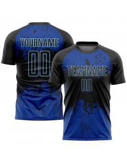 Best Pro Custom Black Black-Royal Sublimation Soccer Uniform Jersey