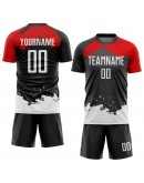 Best Pro Custom Black White-Red Sublimation Soccer Uniform Jersey