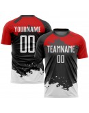 Best Pro Custom Black White-Red Sublimation Soccer Uniform Jersey